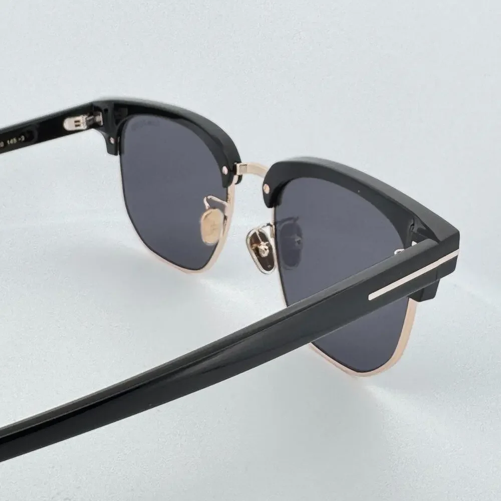 Tom Ford Sunglasses TF1165-K 01A Black Gold Horn Rim Gray Lens 54-20-145 New